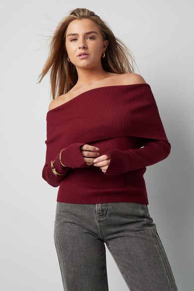 Basic off shoulder top - Burgundy h5 Picture4